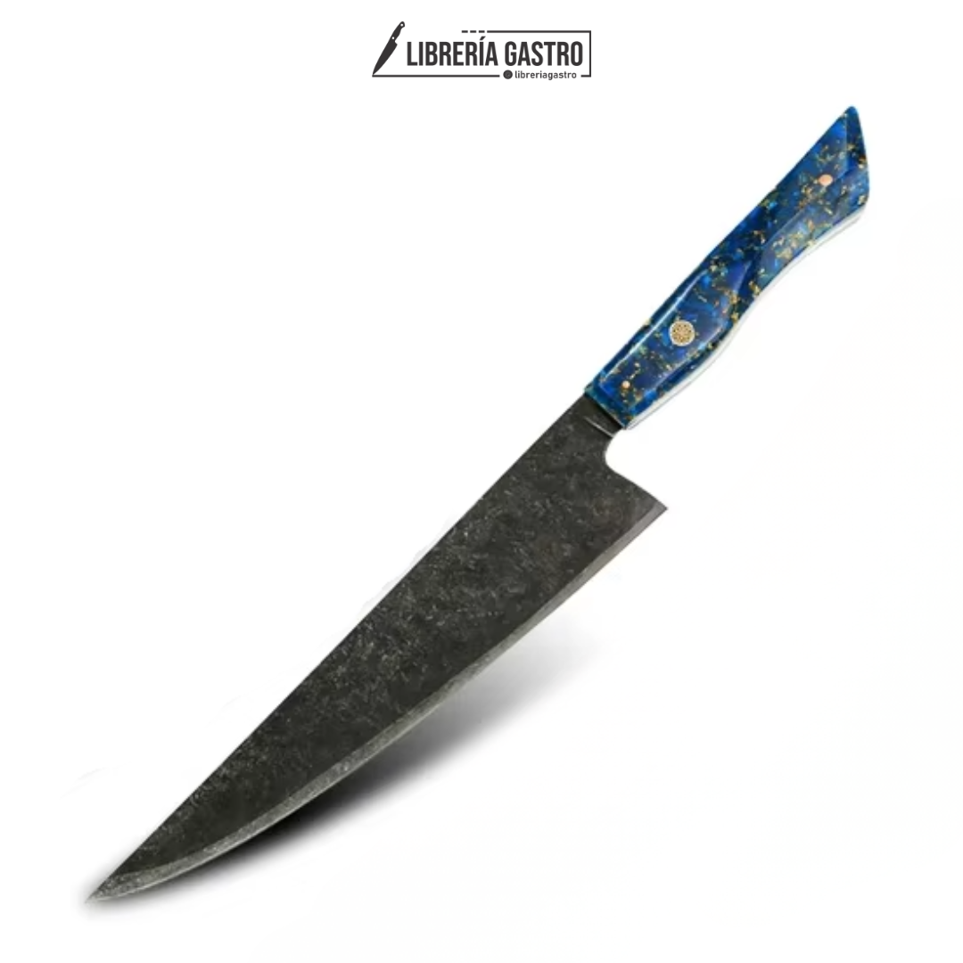Cuchillo Chef #8,  3 capas-10Cr15MoV, Mango de Resina Azul