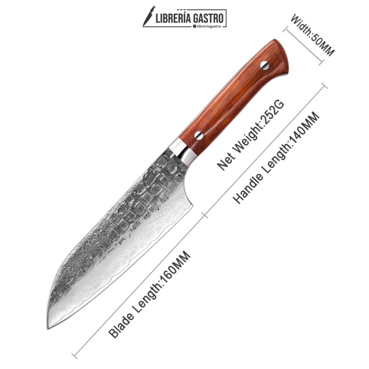 Cuchillo Santoku #6 Japones, 67 capas de acero Damasco forjado