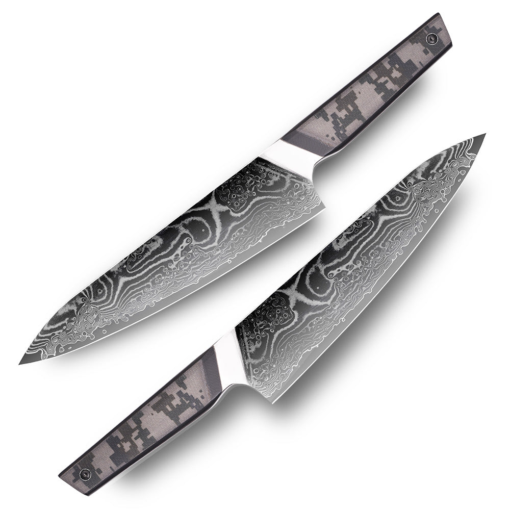 Cuchillo Chef #8 “Centinela” – Damasco 67 capas, núcleo 10Cr.