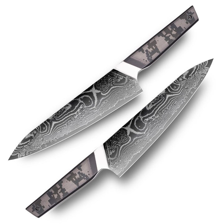 Cuchillo Chef #8 “Centinela” – Damasco 67 capas, núcleo 10Cr.