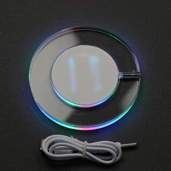 Posavasos LED  Luz blanca, para bebidas, LAFEINA USB recargable acrilico.