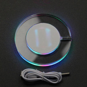 Posavasos LED para bebidas, LAFEINA USB recargable luz hasta posavasos acrílico (redondo RGB)