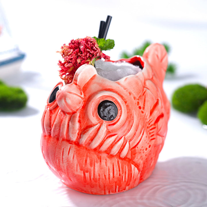 Tiki creativa de piraña 3D  660ml, flujo de pescado aterrador, TIKI, sirena.