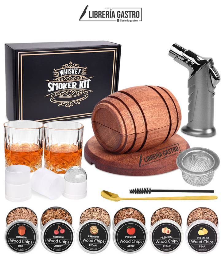 Kit Barril ahumador de whisky con solpete - 6 Astillas de madera.