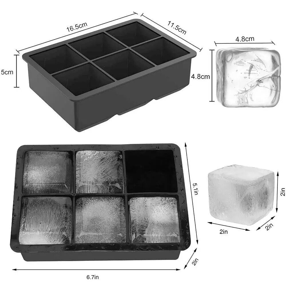 Bandeja de hielo de silicona de grado alimenticio, 6 cubos 4,8cm