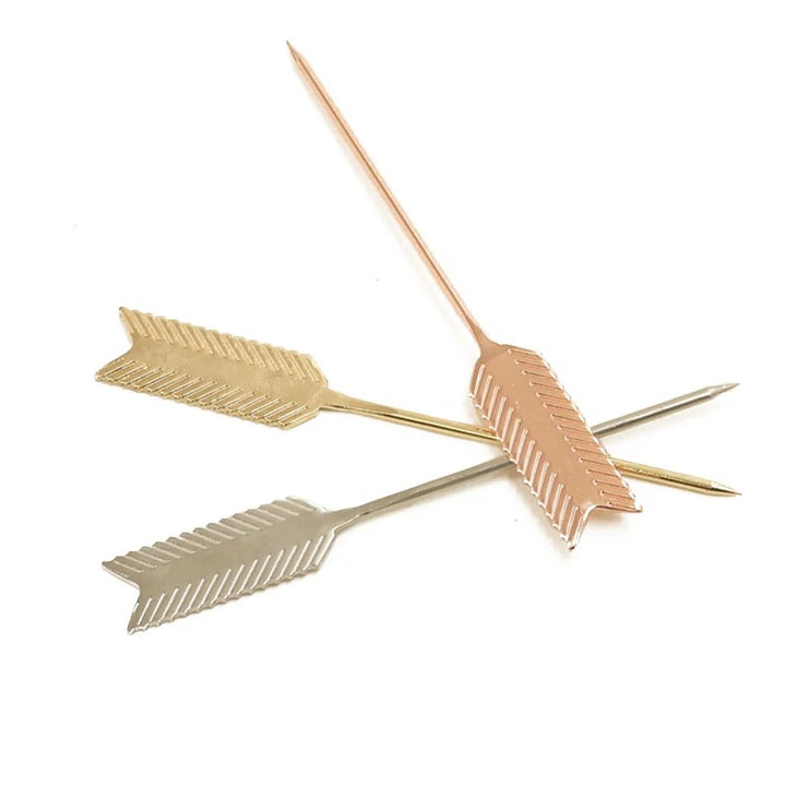 Palillos Flecha de acero inoxidable para cóctel, 5 piezas.