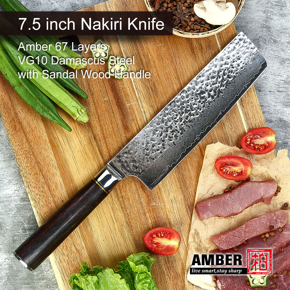 Cuchillo Nakiri 6.6 pulgadas, mango de madera