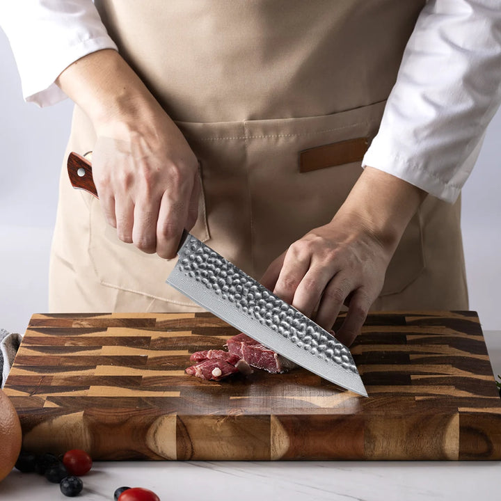 Cuchillo Kiritsuke #8 profesional, acero Damasco 67 capas.