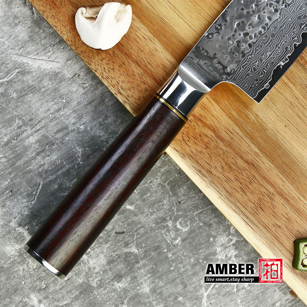 Cuchillo de chef 9.5", martillo, Damasco, con mango de madera.