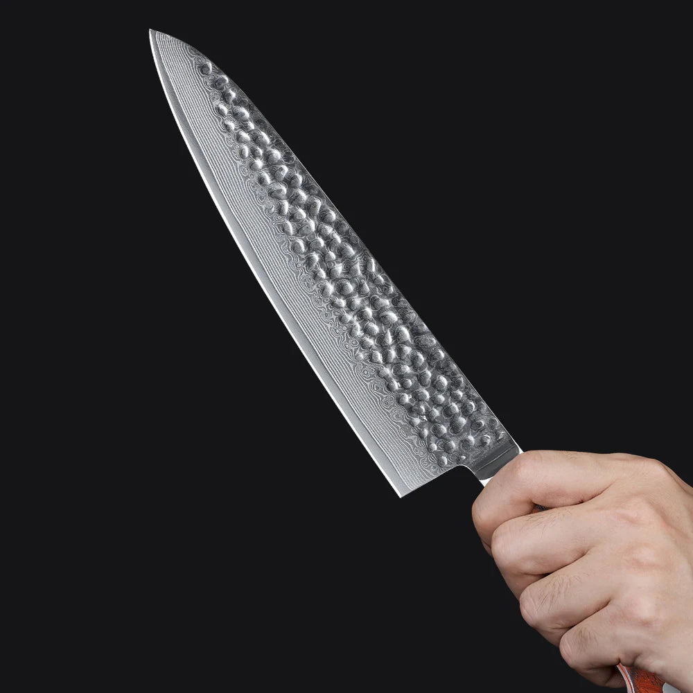 Cuchillo Chef #8 profesional, acero Damasco 67 capas.