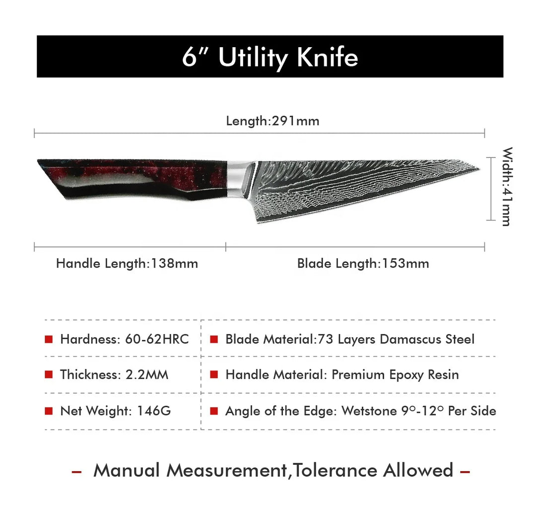 Cuchillo #6" Utility, Mango de resina de arena movediza