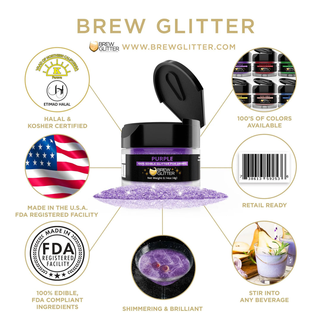 Purple Brew Glitter 4 g| Cocktail Beverage Glitter