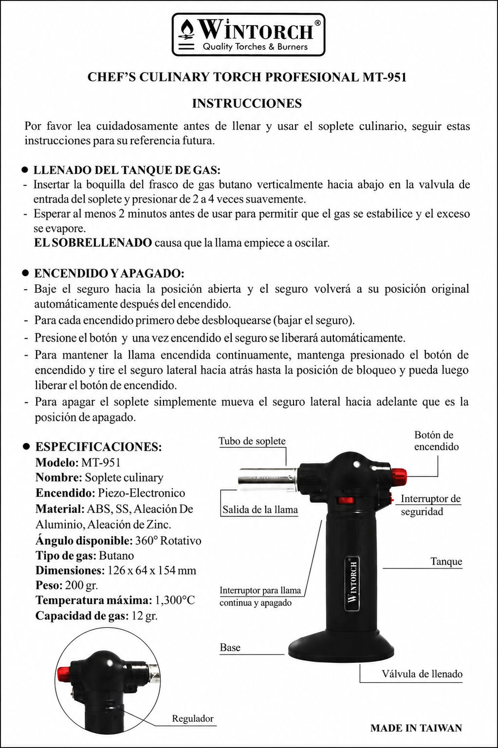 Soplete Wintorch MT-951 negro