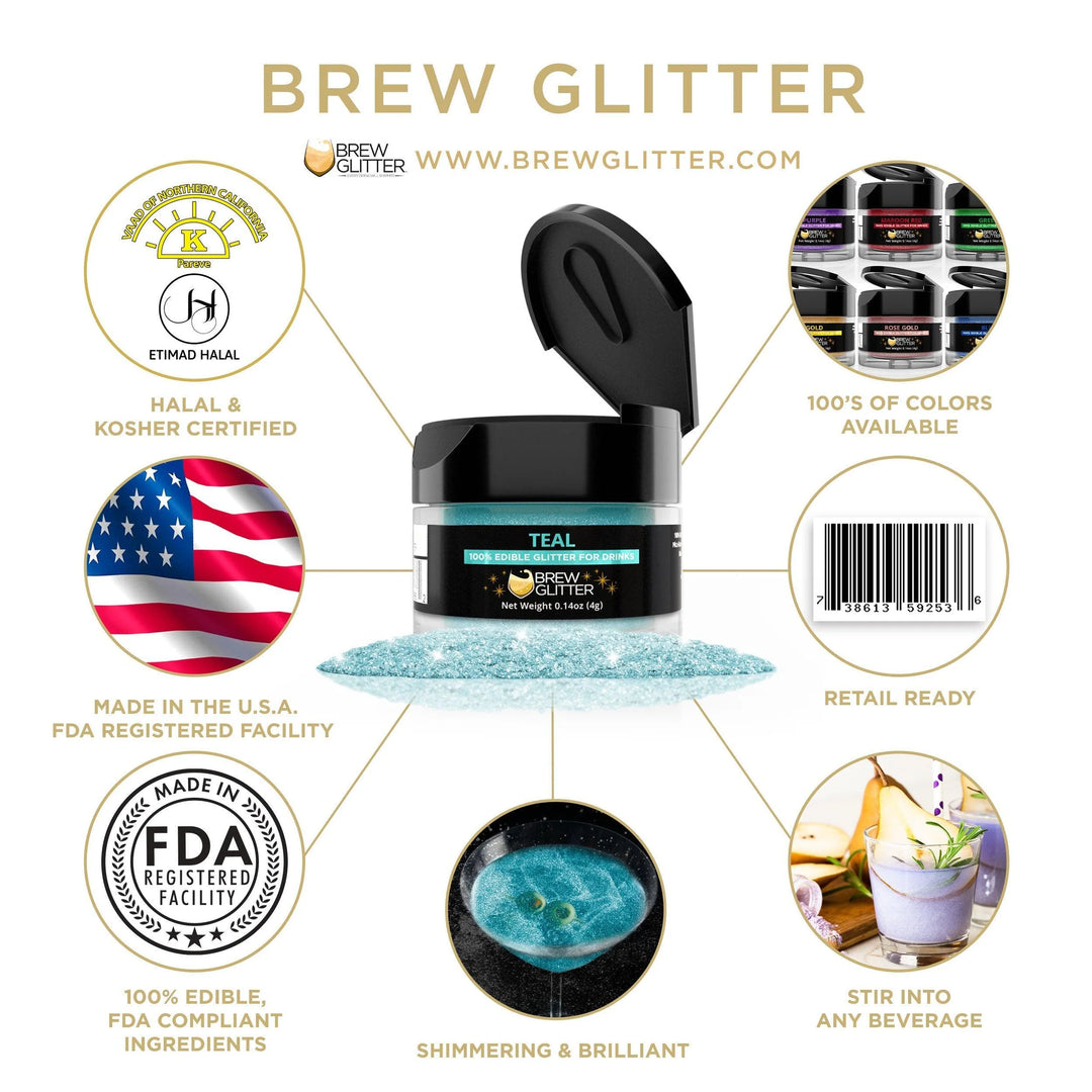 Teal Brew Glitter 4 g| Cocktail Beverage Glitter