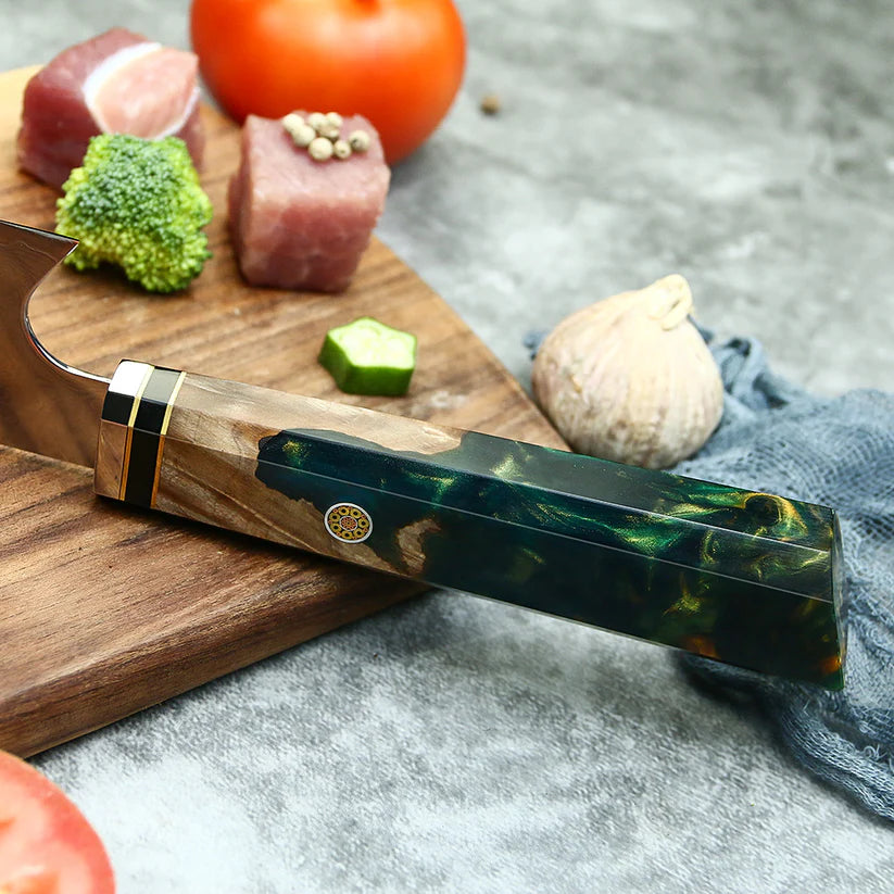 Cuchillo #7 Santoku, acero damasco 67 capas VG10.