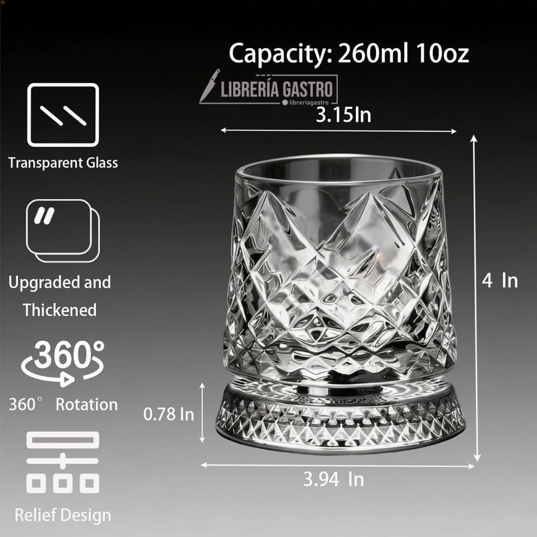 Vasos de whisky giratorios 360° (10oz)