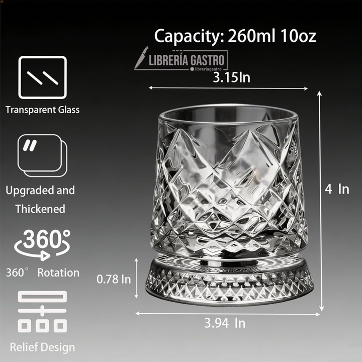 Vasos de whisky giratorios 360° (10oz)