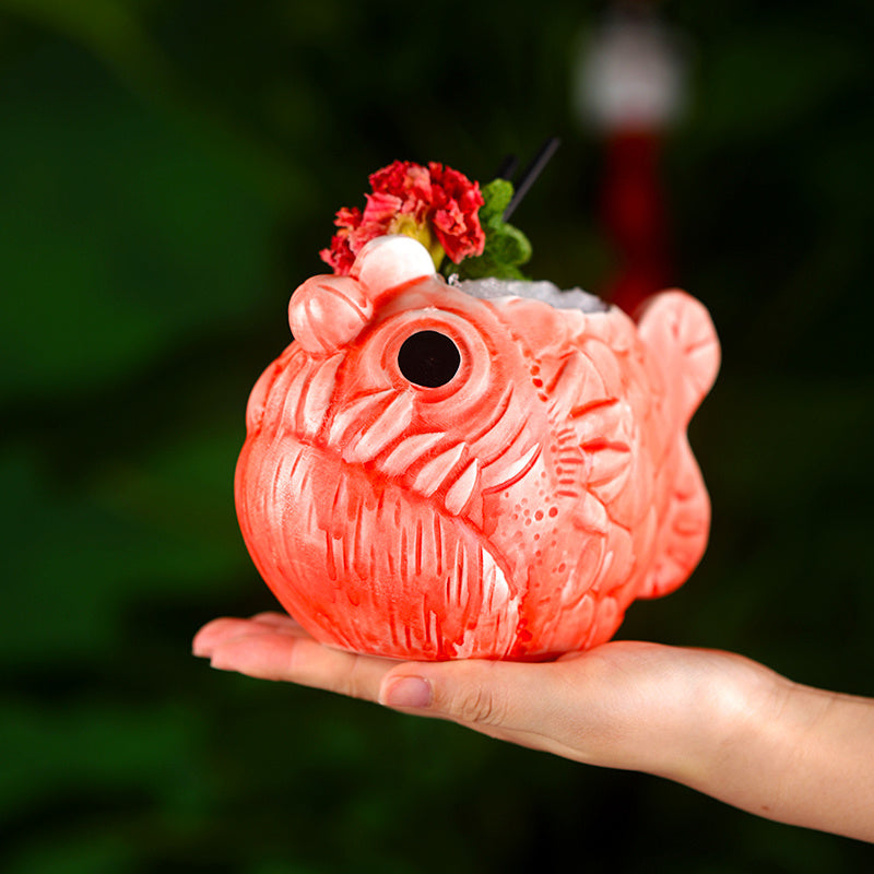 Tiki creativa de piraña 3D  660ml, flujo de pescado aterrador, TIKI, sirena.