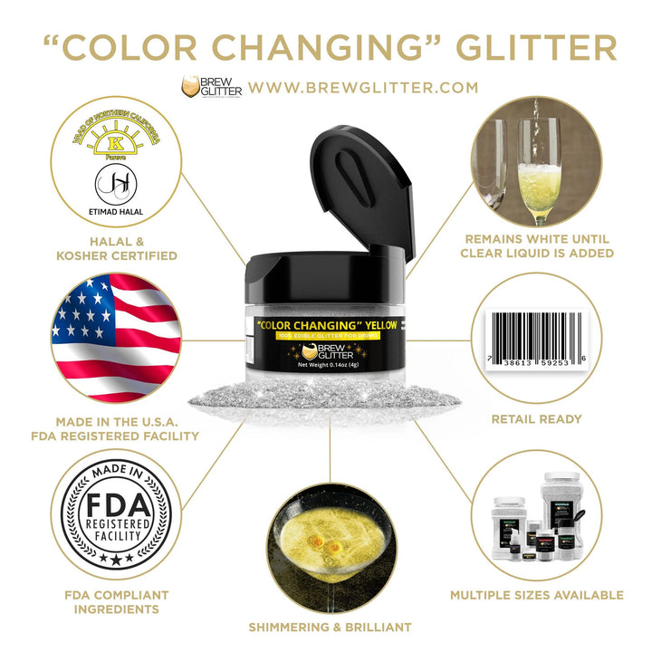 Yellow Brew Glitter 4 g| Cocktail Beverage Glitter