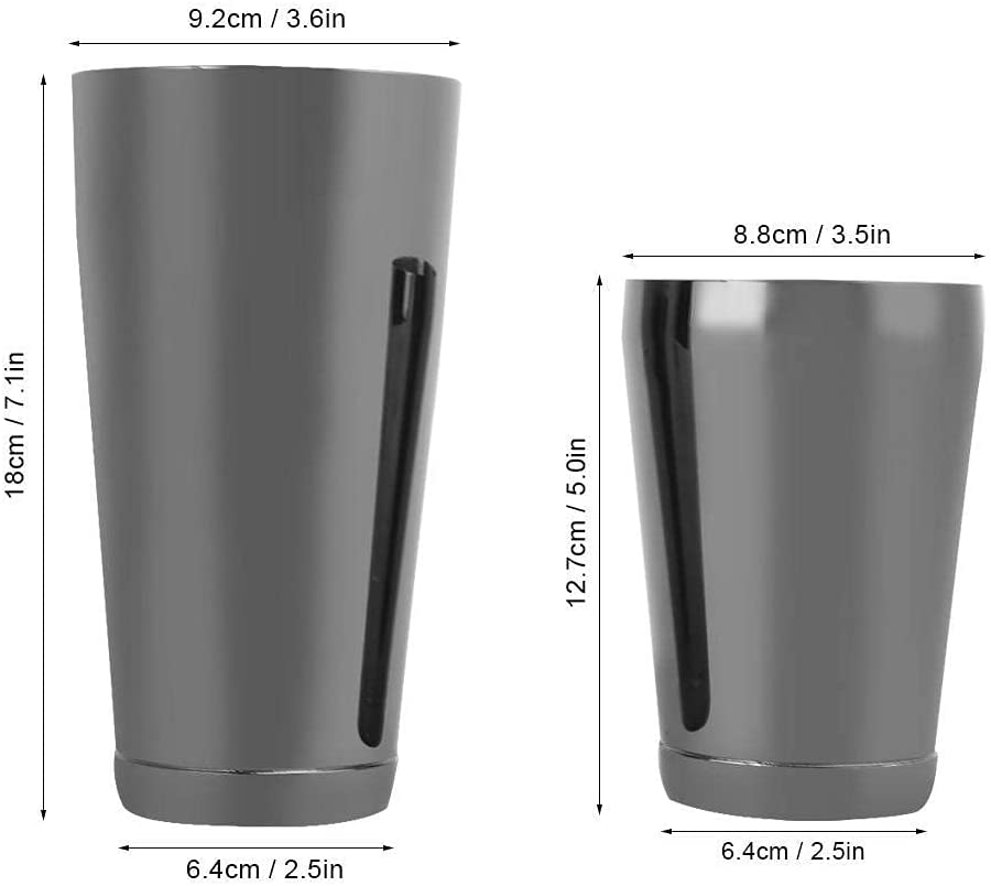 Boston Shaker Coctelera, Herramienta de barra de acero inoxidable NEGRO 18/28 oz.
