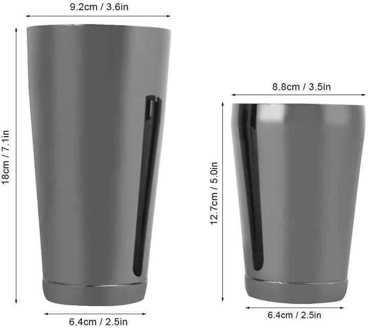 Boston Shaker Coctelera, Herramienta de barra de acero inoxidable NEGRO 18/28 oz.