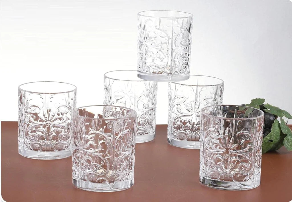 Tattoo Crystal 33,7cl Vasos de whisky cortos, 340 ml, set de 6