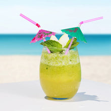 Cargar imagen en el visor de la galería, 50 Sorbetes de papel decorativo para bebidas, paraguas de 9.45 pulgadas, colores surtidos,ideales para fiestas en la playa, fiestas hawaianas, fiestas Luau, bares, proveedores de decoración