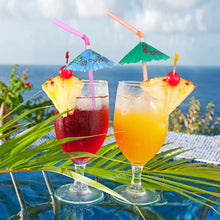 Cargar imagen en el visor de la galería, 50 Sorbetes de papel decorativo para bebidas, paraguas de 9.45 pulgadas, colores surtidos,ideales para fiestas en la playa, fiestas hawaianas, fiestas Luau, bares, proveedores de decoración