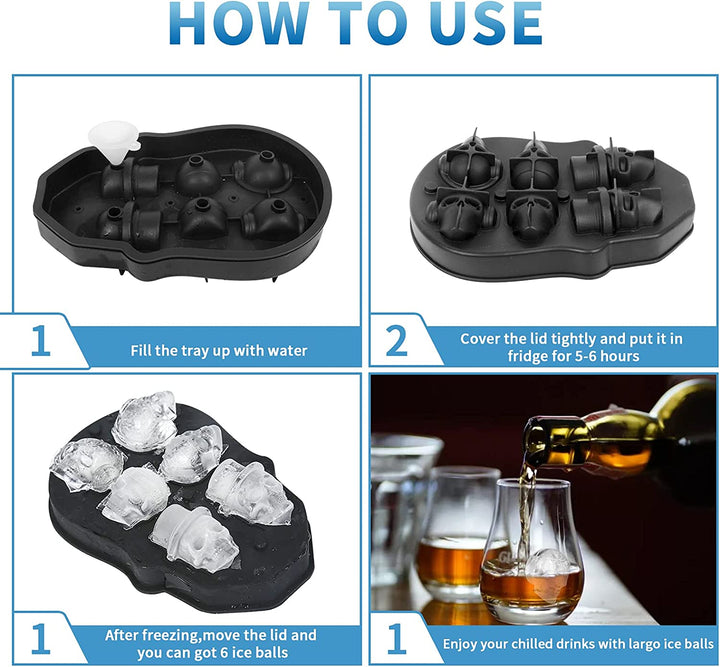 Moldes para cubitos de hielo de calavera x 6
