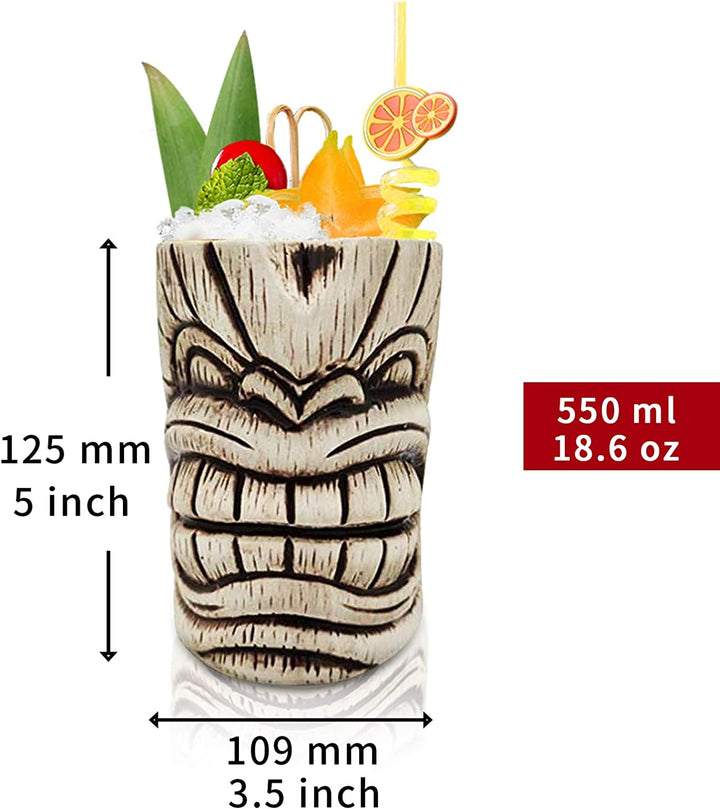 Tiki Mugs - Taza de cerámica Tiki, 16.8 oz/18.6 fl oz, taza de cóctel Toscano Kanalo