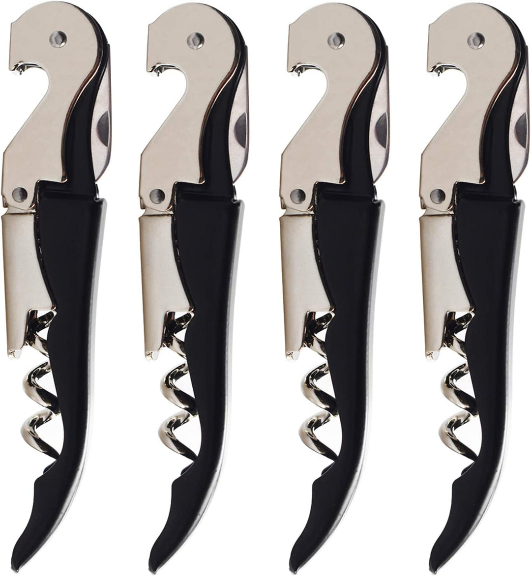 Sacacorchos de camarero cromado resistente con cortador de aluminio, abridor de botellas negro para vino y cerveza.