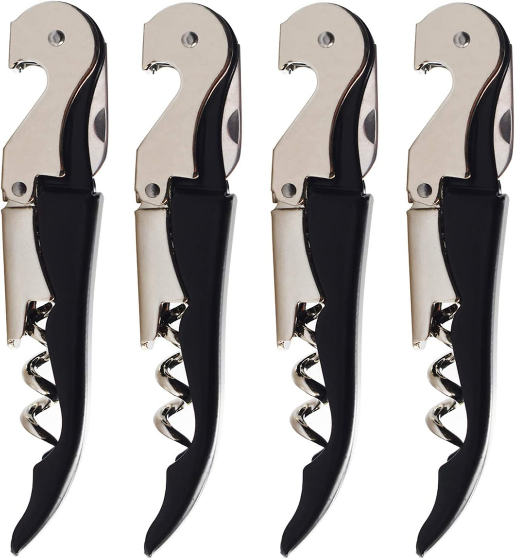 Sacacorchos de camarero cromado resistente con cortador de aluminio, abridor de botellas negro para vino y cerveza.