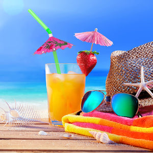 50 Sorbetes de papel decorativo para bebidas, paraguas de 9.45 pulgadas, colores surtidos,ideales para fiestas en la playa, fiestas hawaianas, fiestas Luau, bares, proveedores de decoración