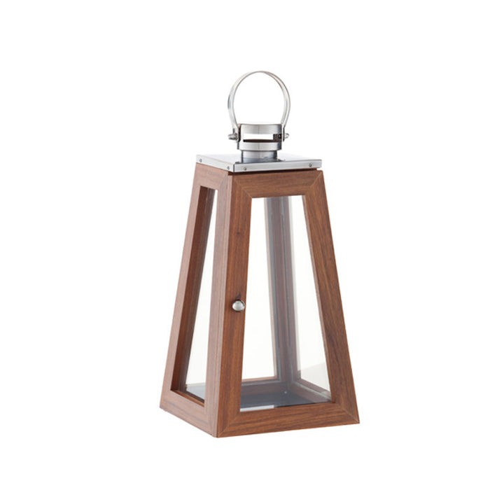 FAROL TRIANGULAR madera c/teka y acero inox, para presentar ahumados