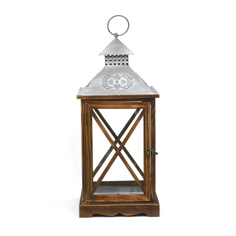 Farol de madera para decoración en tono natural- l

52cm