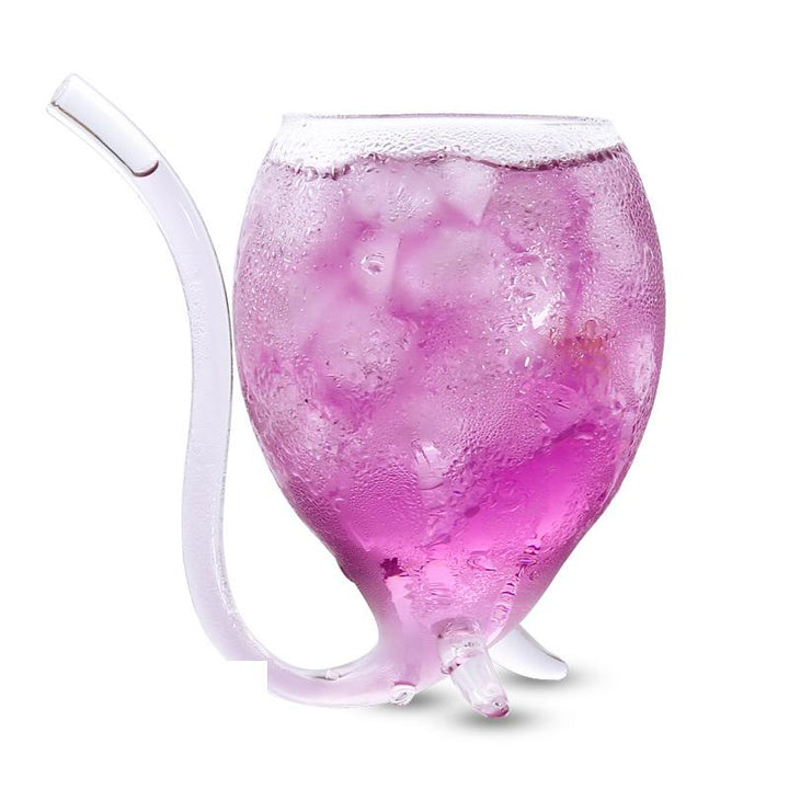 Copa de cristal con pajita para cóctel, vaso creativo de 300ml