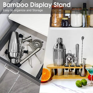 Kit Barman Acero Inoxidable 10 piezas con soporte