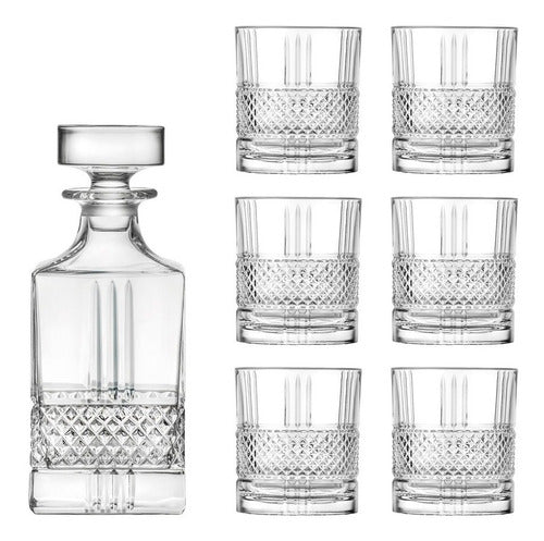 Set 7 Piezas, Licorera Y 6 Vasos Whisky Brillante