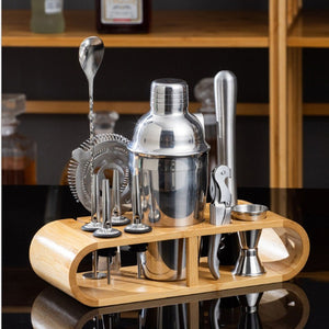 Kit bar de 12pzs, con estante de Madera 750 ml,