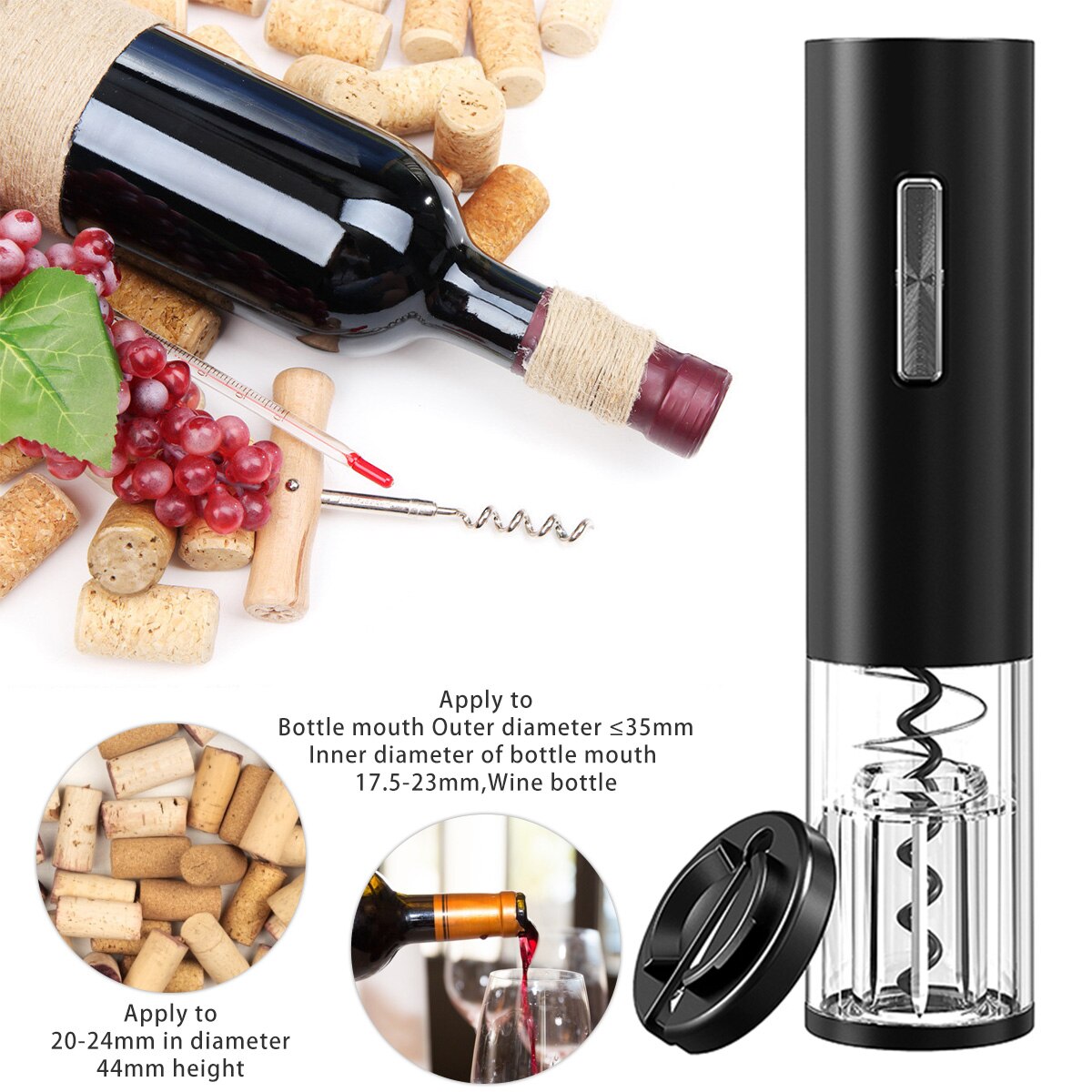 Anpro Abridor de vino eléctrico, juego de sacacorchos eléctrico automático  de botellas de vino con cortador de papel de aluminio, recargable (acero