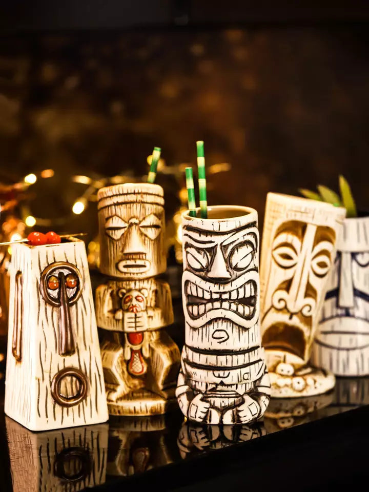 Tiki Mugs Cocktail Ceramic Hawaiian Party Mugs Drinkware 400ML