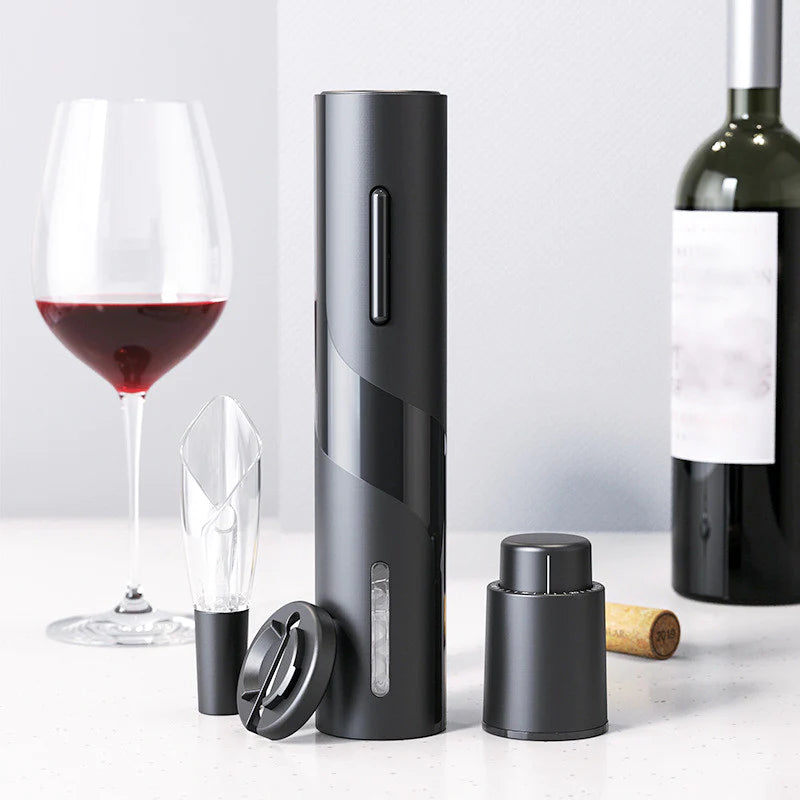 KIT DESCORCHADOR DE VINO ELÉCTRICO 4 EN 1.