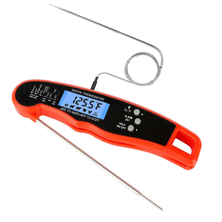 Termómetro digital de carne de lectura instantánea con doble sonda segura para el horno para ahumador Cocina Alimentos Cocinar BBQ Leche Café y aceite Freír en profundidad