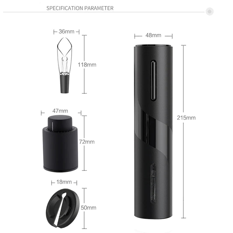 KIT DESCORCHADOR DE VINO ELÉCTRICO 4 EN 1.