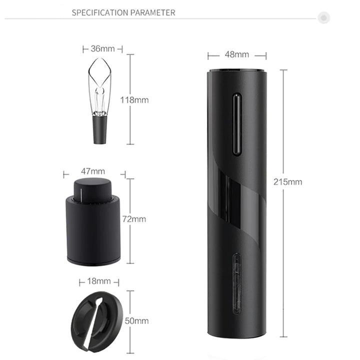 KIT DESCORCHADOR DE VINO ELÉCTRICO 4 EN 1.