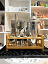 Cargar imagen en el visor de la galería, kit 11pzs de camareros, agitadores de bebidas de acero inox con soporte de madera.