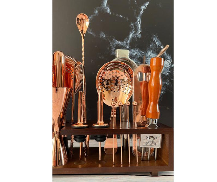 Kit Profesional Bartender, 20pzs acero Premium color Cobre.