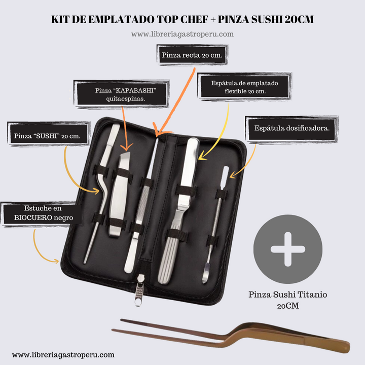 KIT 5 PIEZAS + PINZA TITANIO 20 CM