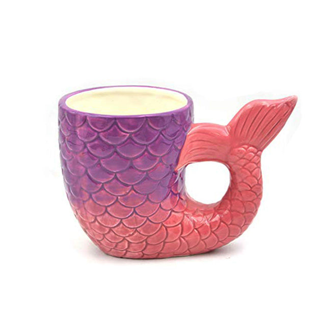 Taza creativa de sirena con mango dorado, cerámica, regalo para cumpleaños y boda, 380 ml