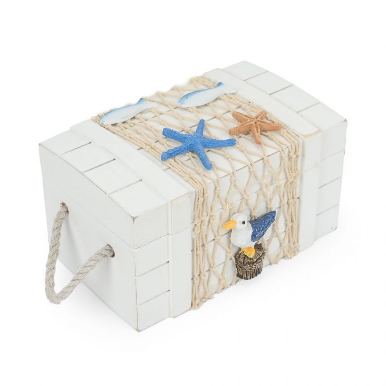 Caja baúl de madera mdf con apliques, para ahumado